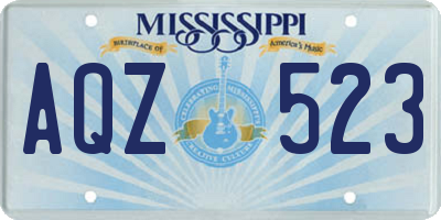 MS license plate AQZ523