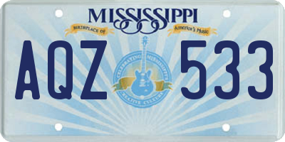 MS license plate AQZ533