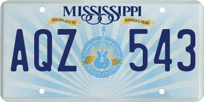 MS license plate AQZ543