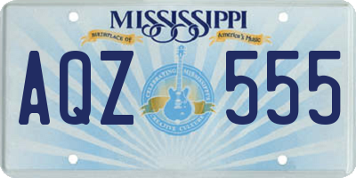 MS license plate AQZ555