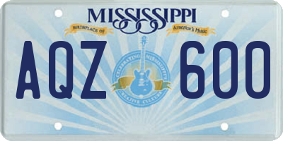 MS license plate AQZ600