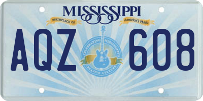 MS license plate AQZ608