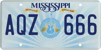 MS license plate AQZ666