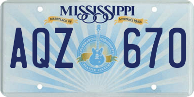MS license plate AQZ670