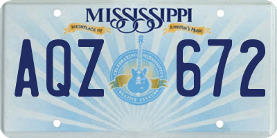 MS license plate AQZ672