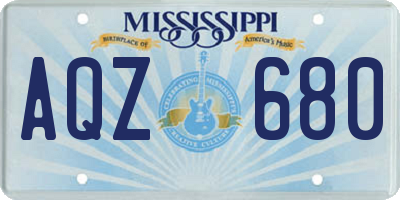 MS license plate AQZ680