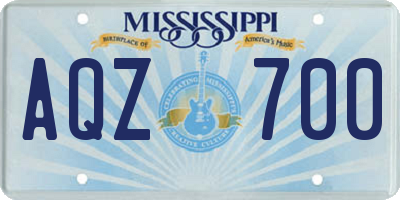 MS license plate AQZ700