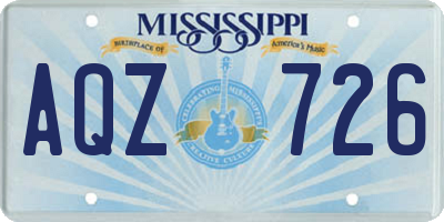 MS license plate AQZ726