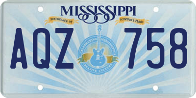 MS license plate AQZ758