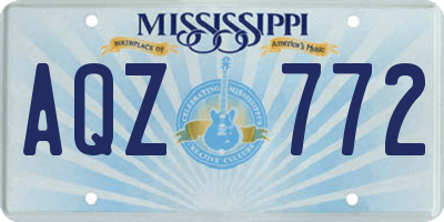 MS license plate AQZ772