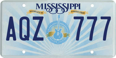 MS license plate AQZ777