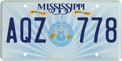 MS license plate AQZ778