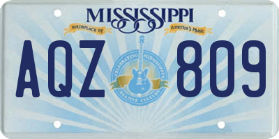 MS license plate AQZ809