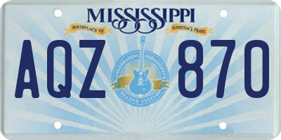 MS license plate AQZ870