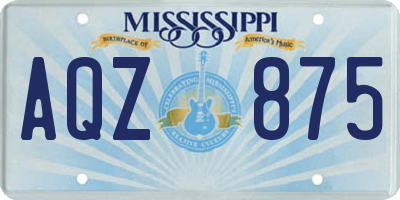 MS license plate AQZ875