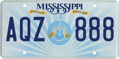 MS license plate AQZ888