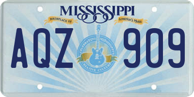 MS license plate AQZ909
