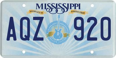 MS license plate AQZ920