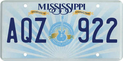 MS license plate AQZ922