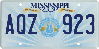 MS license plate AQZ923