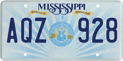MS license plate AQZ928