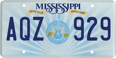 MS license plate AQZ929