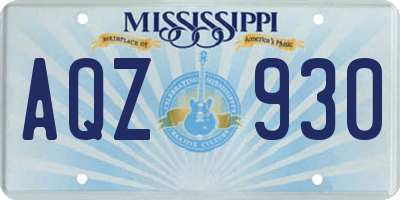 MS license plate AQZ930