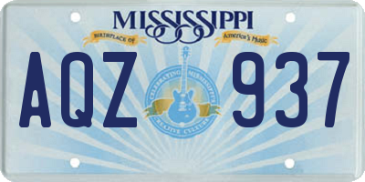 MS license plate AQZ937