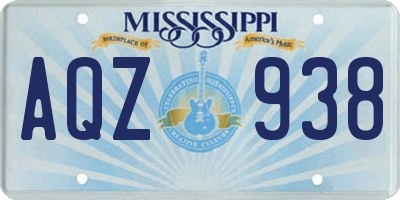 MS license plate AQZ938
