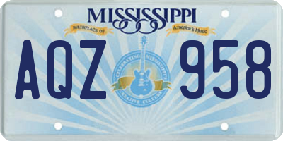 MS license plate AQZ958