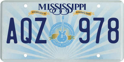MS license plate AQZ978