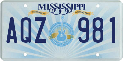MS license plate AQZ981