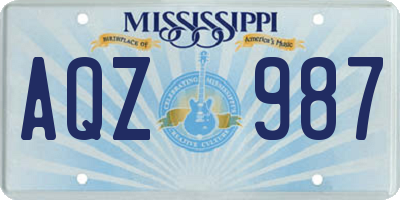 MS license plate AQZ987