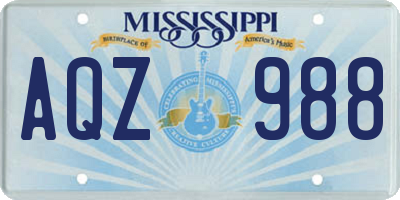 MS license plate AQZ988