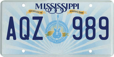 MS license plate AQZ989