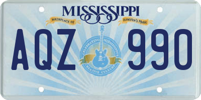 MS license plate AQZ990