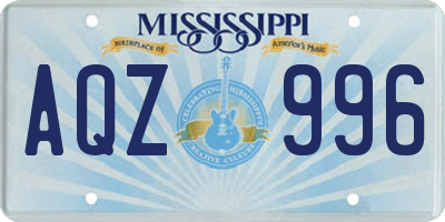 MS license plate AQZ996