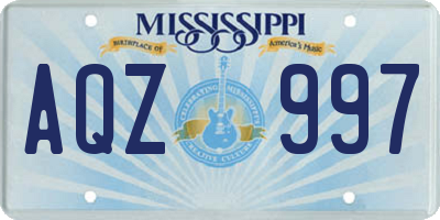 MS license plate AQZ997