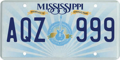 MS license plate AQZ999