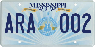 MS license plate ARA002