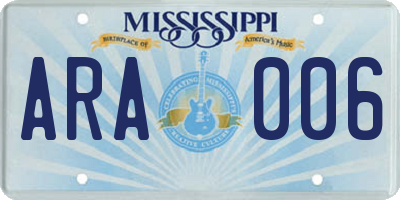 MS license plate ARA006