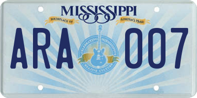 MS license plate ARA007