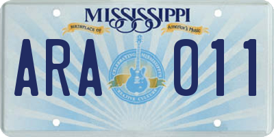 MS license plate ARA011