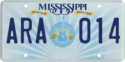 MS license plate ARA014
