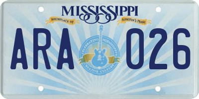 MS license plate ARA026