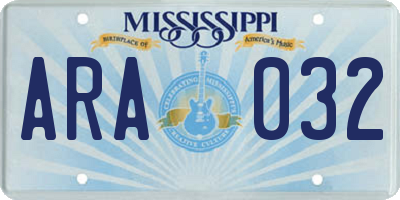 MS license plate ARA032