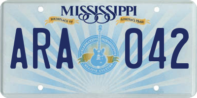 MS license plate ARA042