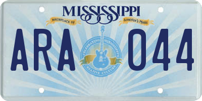 MS license plate ARA044