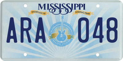 MS license plate ARA048