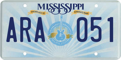 MS license plate ARA051